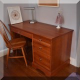 F56. Vermont Precision Woodworks cherrywood desk with hutch and chair. (hutch in basement) 30” h x 52”w x 25”d 